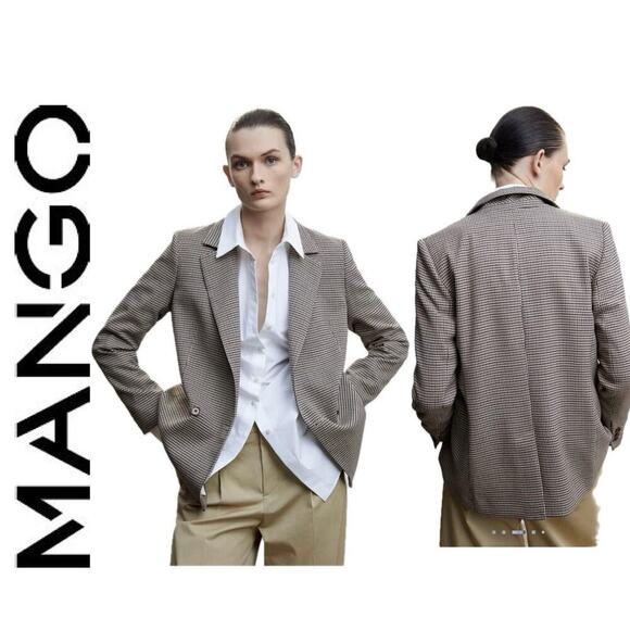 MANGO BLAZER SUIT WRAP CHECK PATTERN CROSSOVER SZ XXL BUTTON CUFFS SOPHISTICATED - Picture 2 of 16